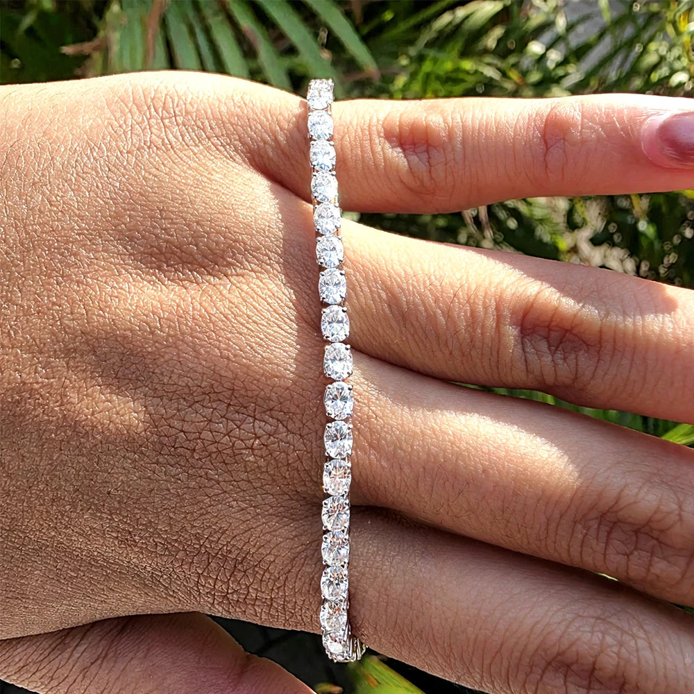 BXINY East West Oval Cut Moissanite Tennis Necklace S925 Silver 0.3-1.5CT Diamond Choker for Women Men Wedding Gift Fine Jewelry