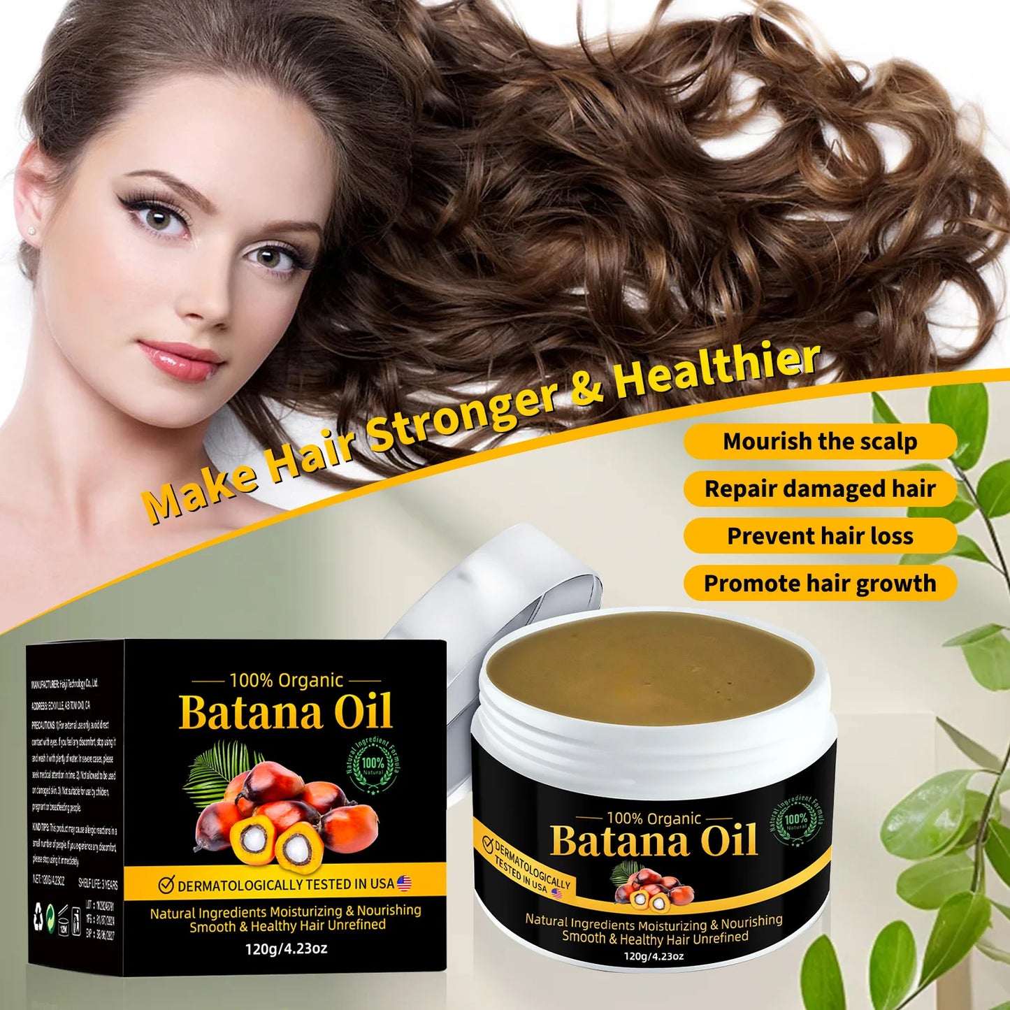 120g Batana Hair Oil Repair Split Ends Nourish Scalp Strengthen Hair Roots for Growth & Shine Hair Care Oil