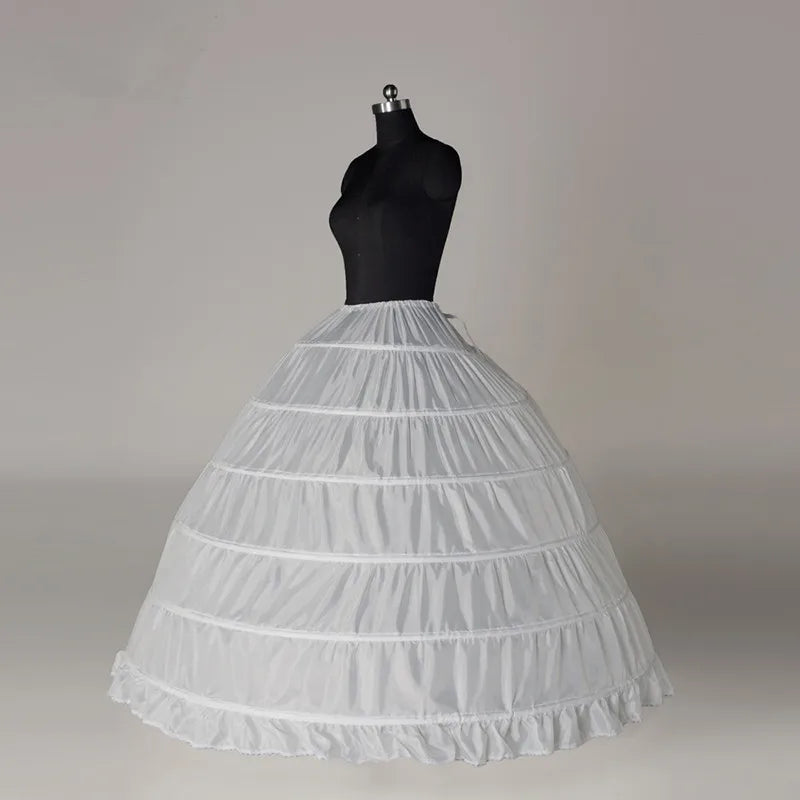 2025 New 6 Hoop Crinoline Black White Long Wedding Petticoat Ball Gown Dress Underskirt Skirt Half Slips Wedding Accessories