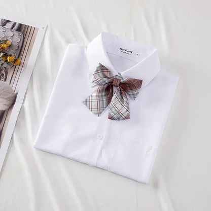 New Hot 2025 XS-3XL Women's Summer V Neck Long Sleeve Slim Casual White Shirt Tops Blouses For JK School Uniform Student Clothes