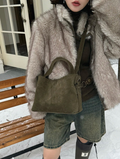 Suede Cowhide fashion ladeis shoulder cross brown bags luxury designer women coffe handbags angola red