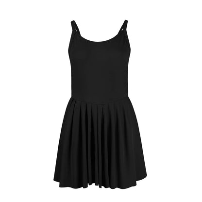 Women Tennis Dress One-Pieces Slim Fit Soft Sports Sets Golf Badminton Skirts Back Cross Tracksuits With Chest Pads Yoga Suits