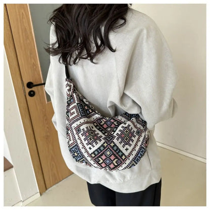 Canvas Shoulder Bags Fashion Large-capacity National Style Underarm Bags Messenger Bag Women Female
