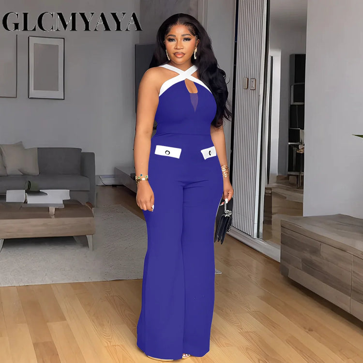 GLCMYAYA 2025 Fashion Street Jumpsuits Women Sleeveless Crop Wide Leg One Piece Hollow Out Overall Sexy Rompers Outfits