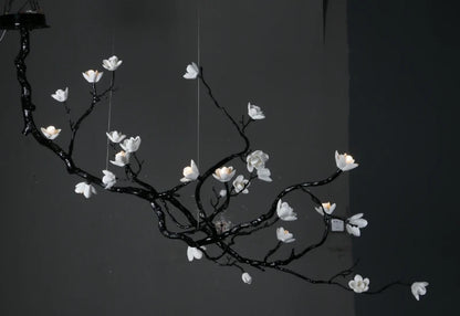 New Italian Light Luxury Ceramic All Copper Branch Living Room Ceiling Light Hotel Restaurant Sales Department Staircase Light