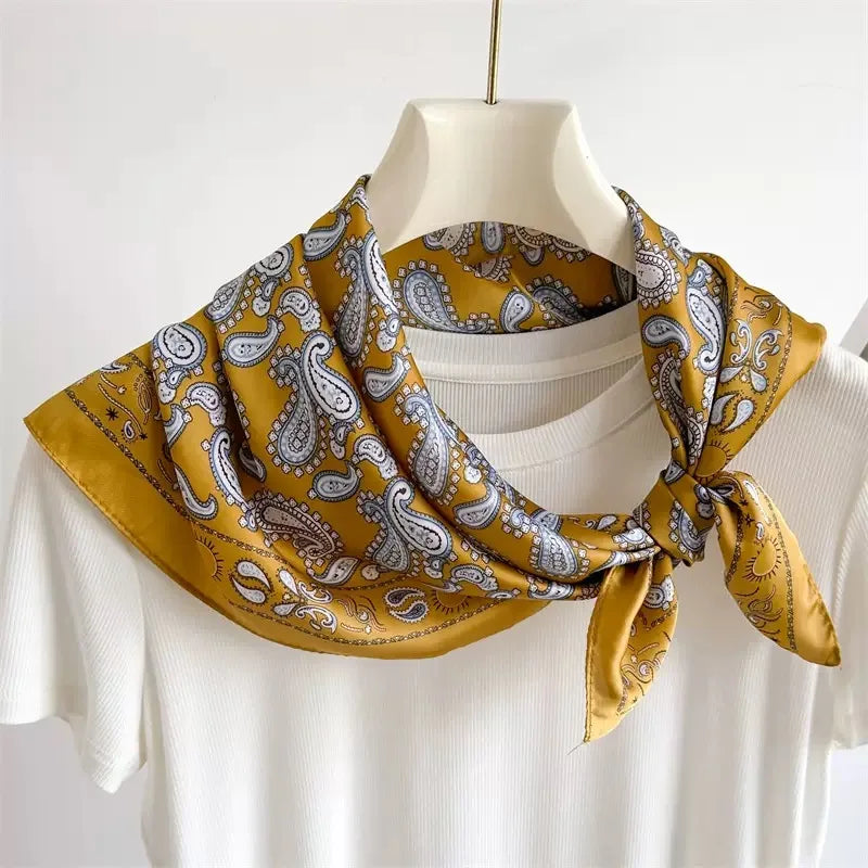 70*70cm Zebra Stripes Print Head Scarf for Women Silk Square Scarves Foulard Bandana Fashion Decorate Hijab Female Neckerchief