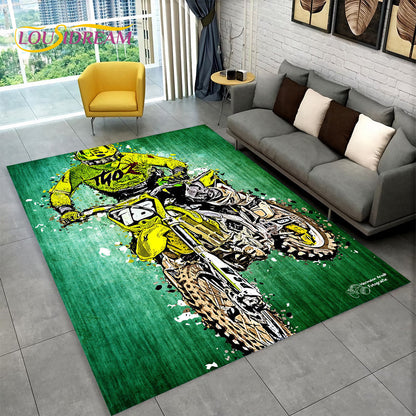 3D Motorcycle Racing Area Rug Large,Carpet Rug for Home Living Room Bedroom Sofa Doormat Decoration,Kid Play Non-slip Floor Mat