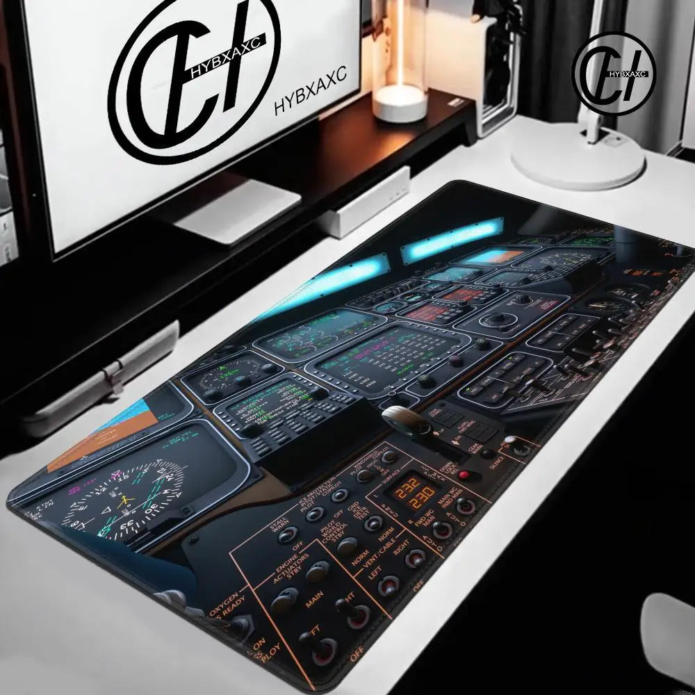 Plane Instrument Panel Mousepad HD Airplane Speedometer Mouse Pads XXL Non-slip Rubber Desk Mat Pc Gamer Deskmat Cockpit Playmat