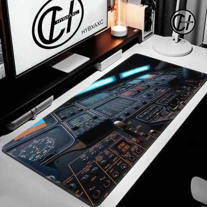Plane Instrument Panel Mousepad HD Airplane Speedometer Mouse Pads XXL Non-slip Rubber Desk Mat Pc Gamer Deskmat Cockpit Playmat