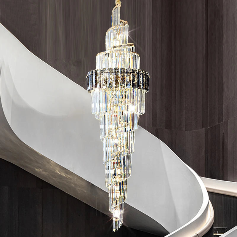 Light Luxury Large Chandelier Spiral Staircase Chandelier Luxurious And Atmospheric Duplex Villa Hotel Lobby Chandelier