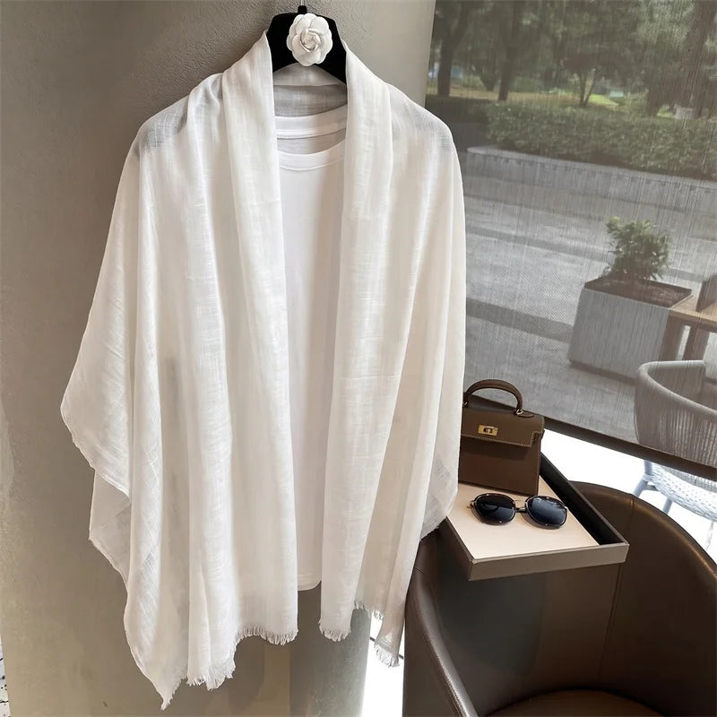 New Long Scarf Women Cotton Scarf Beach Hijab Shawls and Wraps 2026 Luxury Brand Solid Color  Echarpe Designer