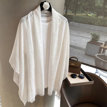New Long Scarf Women Cotton Scarf Beach Hijab Shawls and Wraps 2026 Luxury Brand Solid Color  Echarpe Designer