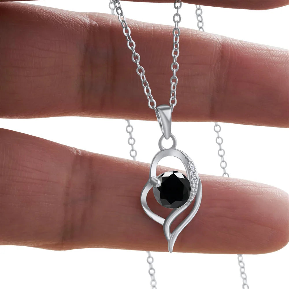 Butterflykiss 925 Sterling Silver Open Heart Pendant Necklace D VVS1 Round Cut Moissanite Love Charm Necklace For Women