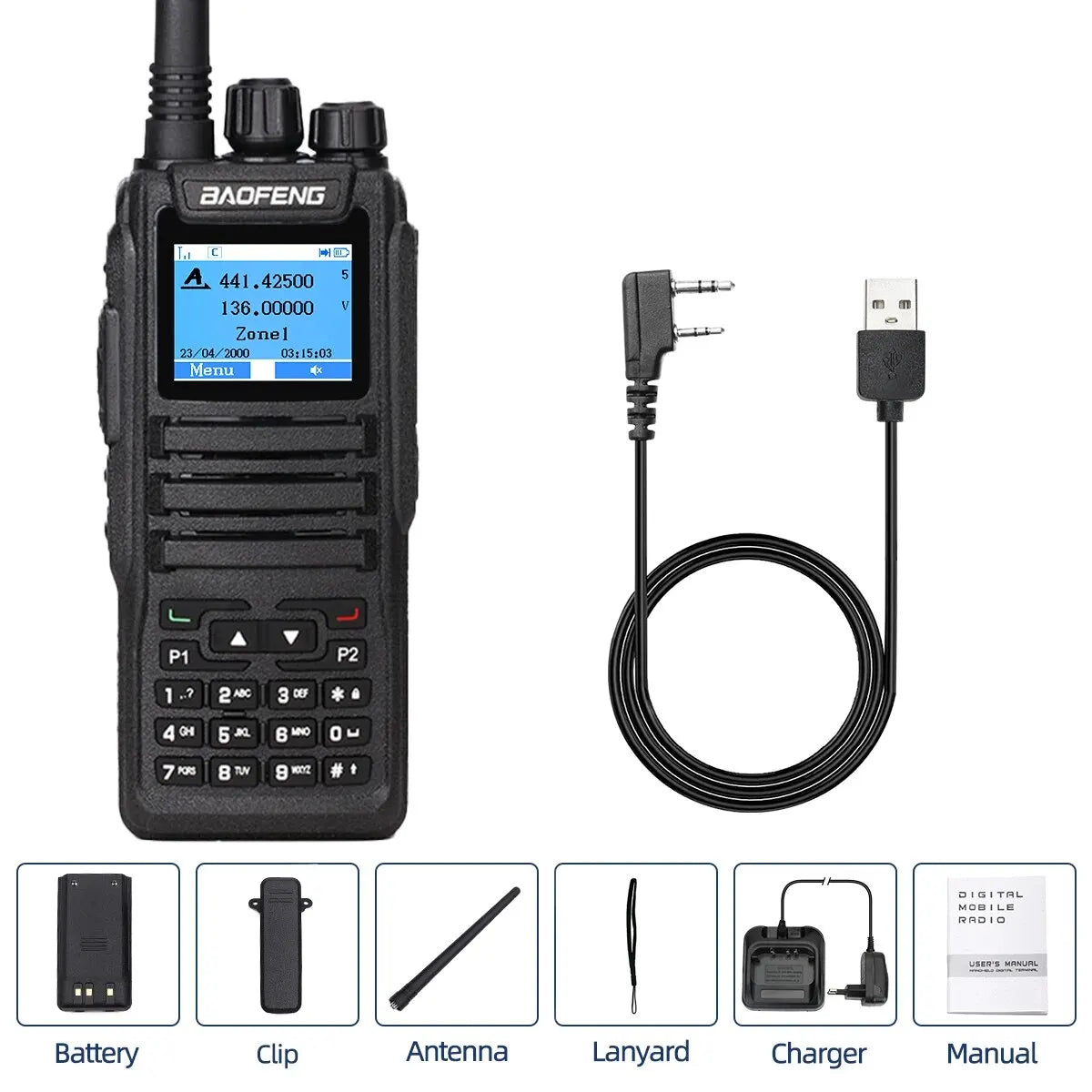 Baofeng DMR DM 1701 Digital Walkie Talkie Dual Mode Analog Two Way Radio Open GD77 Dual Time Slot Tier 1+2 Ham Radio DR 1801