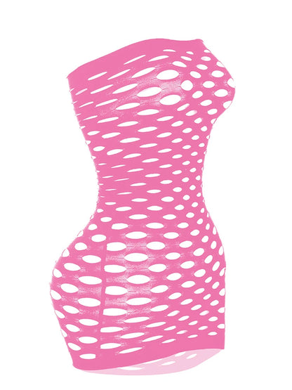 Women's One-Piece Bodycon Dress Night Club wear Ladies Sexy Fishnet See Through Hollow Short Skirt Erotic Perspective Nightdress