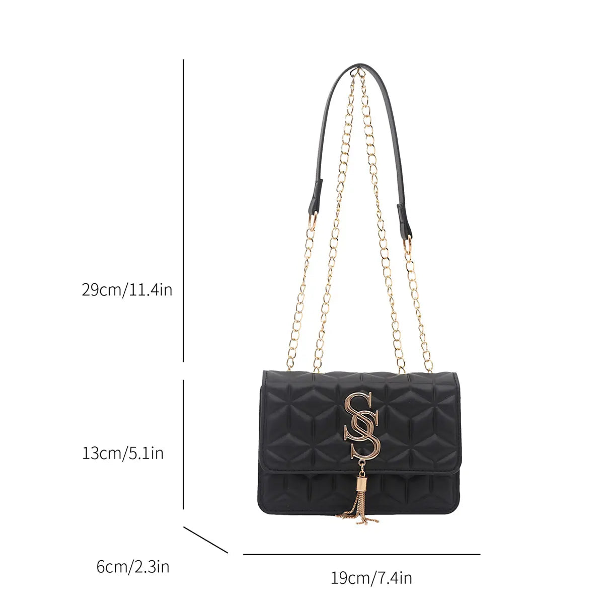 Light Luxury Trend Argyle Quilted Small Square Bag Metal Letter Tassel Flap Crossbody Bags Commuting Fashion Shoulder Bag
