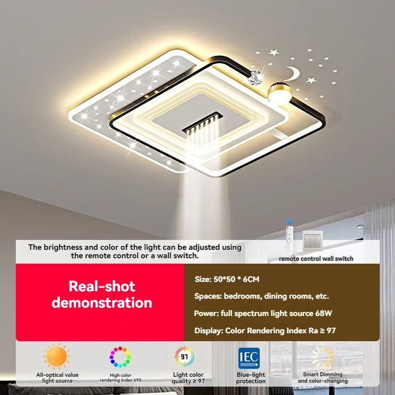 LED Ceiling Light with Spotlights Dimmable Remote Control Modern Living Room Lamp Fandelier Chandelier Smart Lighting