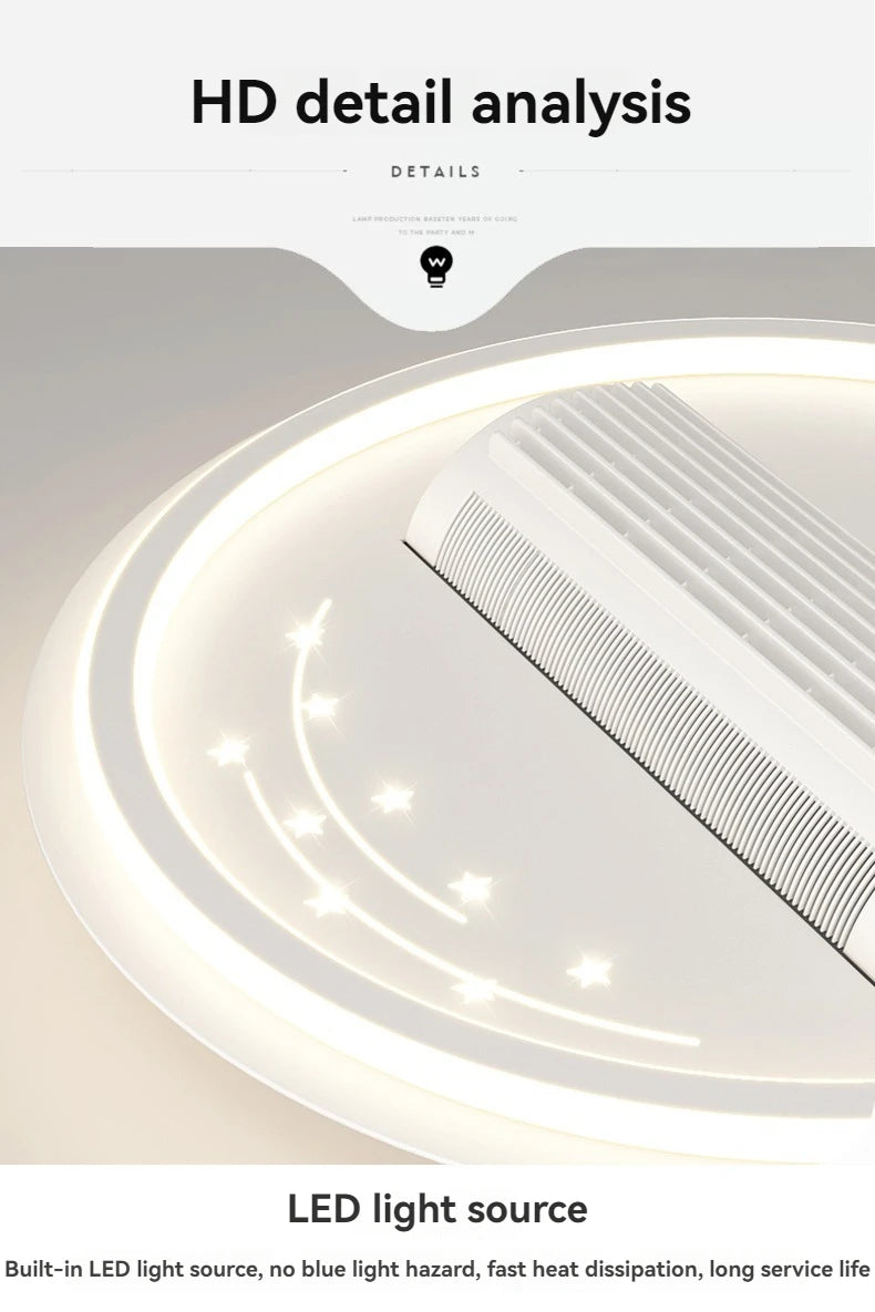 Modern LED Leaf Free Ceiling Fan 6-speed Ceiling Light Remote Control Living Room Bedroom Children's Room Fan Light Home Lightin