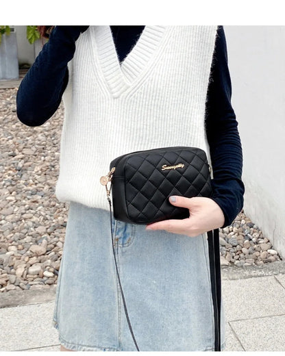 2025 New Small Messenger Bag For Women Trend Lingge Embroidery Camera Female Shoulder Bag Fashion Chain Ladies Crossbody Bags
