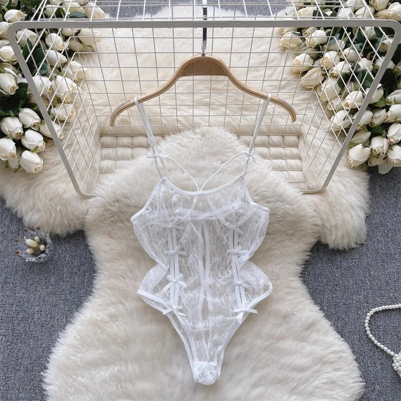 Cute Sweet Trend Cartoon Printed Jumpsuit Half High Collar Sleeveless Slim Fit Lingerie Bodycon Bodysuit Rompers Pajama Catsuits