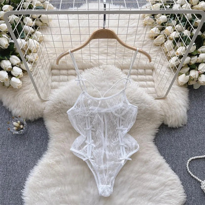 Cute Sweet Trend Cartoon Printed Jumpsuit Half High Collar Sleeveless Slim Fit Lingerie Bodycon Bodysuit Rompers Pajama Catsuits