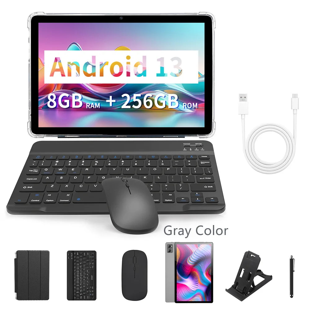 New Google Pad 10.1" Android Tablets Octa Core 8GB RAM 256GB ROM Dual SIM Network 4G LTE 5G Tablet PC 8000mAh with Keyboard case