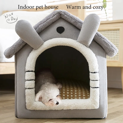 Winter Folding Pet House Kennels for Small to Medium Dogs And Cats Beds Maternity Puppy Baskets Soft Cozy Warm Shelter Mat Pet