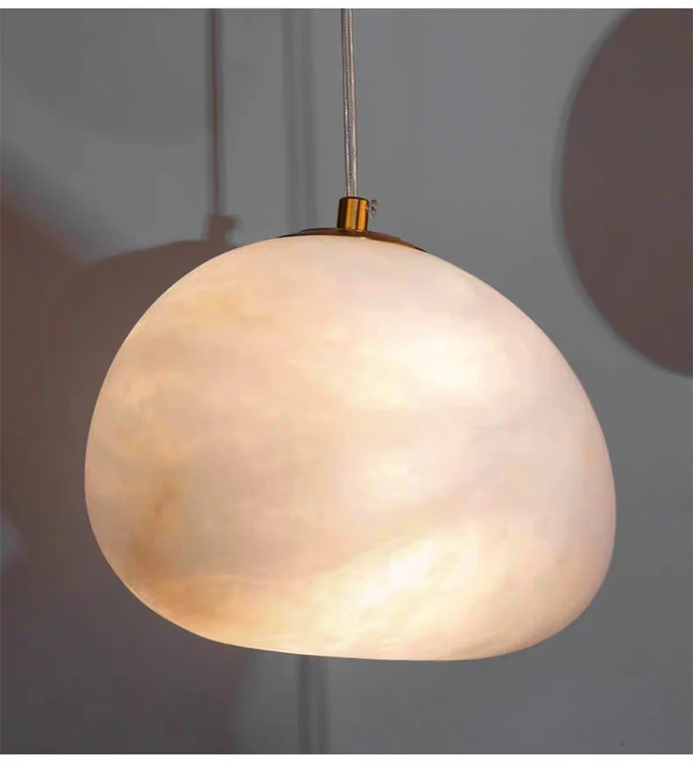 Natural Marble Art Pendant Lights Stone Lustre Copper LED Indoor Room Hanging Lamps For Ceiling Hall Stair Luxury Home Decor