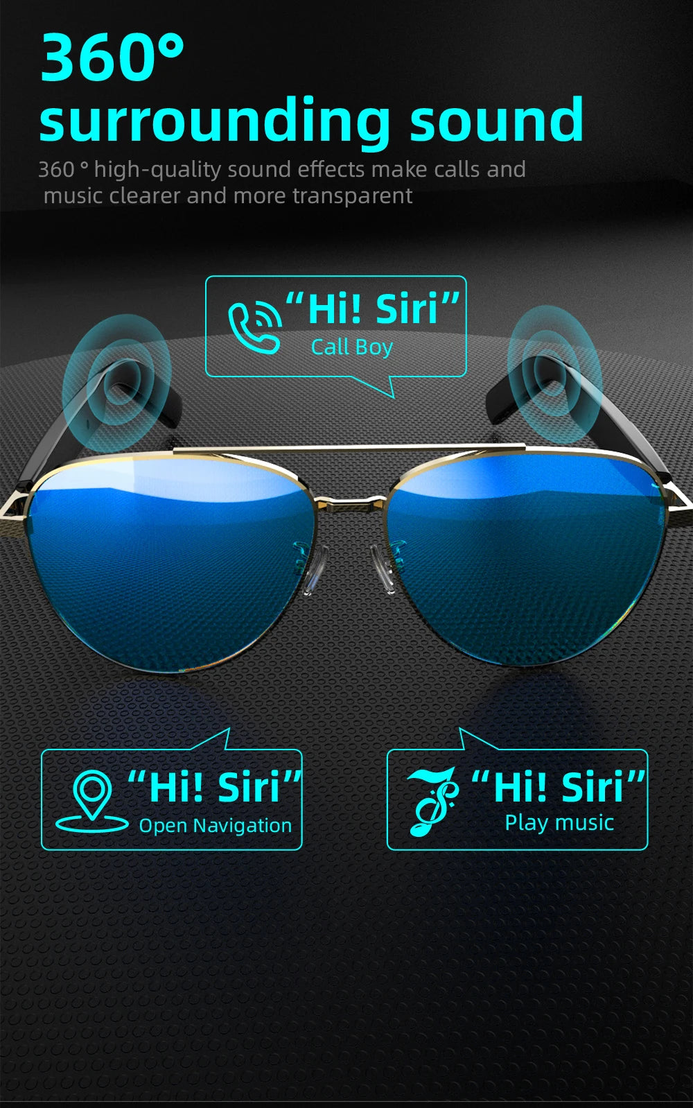Smart Wireless Bluetooth Glasses Fashion Anti-Blue Light Glasses Multi-functional Music Playback Phone Answering Touch Operation