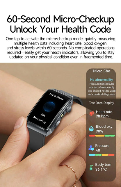 2025 New Nursing Grade ECG+PPG Pulse therapy Smartwatch Men Blood lipid Uric acid Bluetooth call Health Bracelet For Android iOS