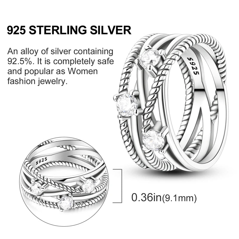 Original 925 Sterling Silver Ring Colorful Diamonds Cubic Zircon Finger Ring For Women Jewelry Wedding Engagement Birthday Gift