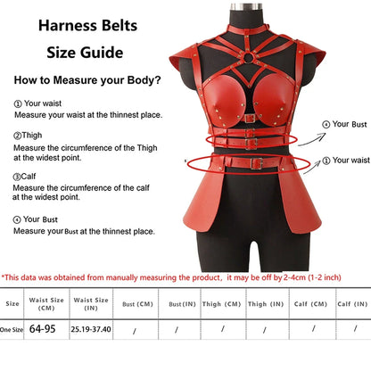 Women Punk Gothic Adjustable PU Holographic Back Strap Harness, Fashion Costume Decor Accessory for Rave Party Halloween