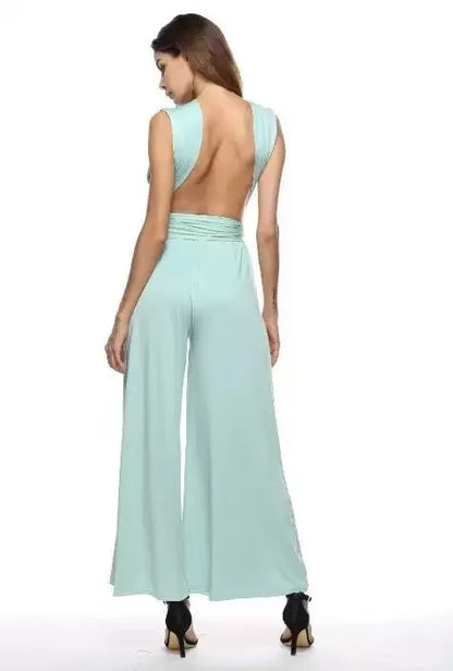 Elegant Palazzo Jumpsuit for Bridesmaids Multiway Convertible Jumpsuit Formal Multi Wrap Wedding Dress Cocktail Floor Jumpsuits