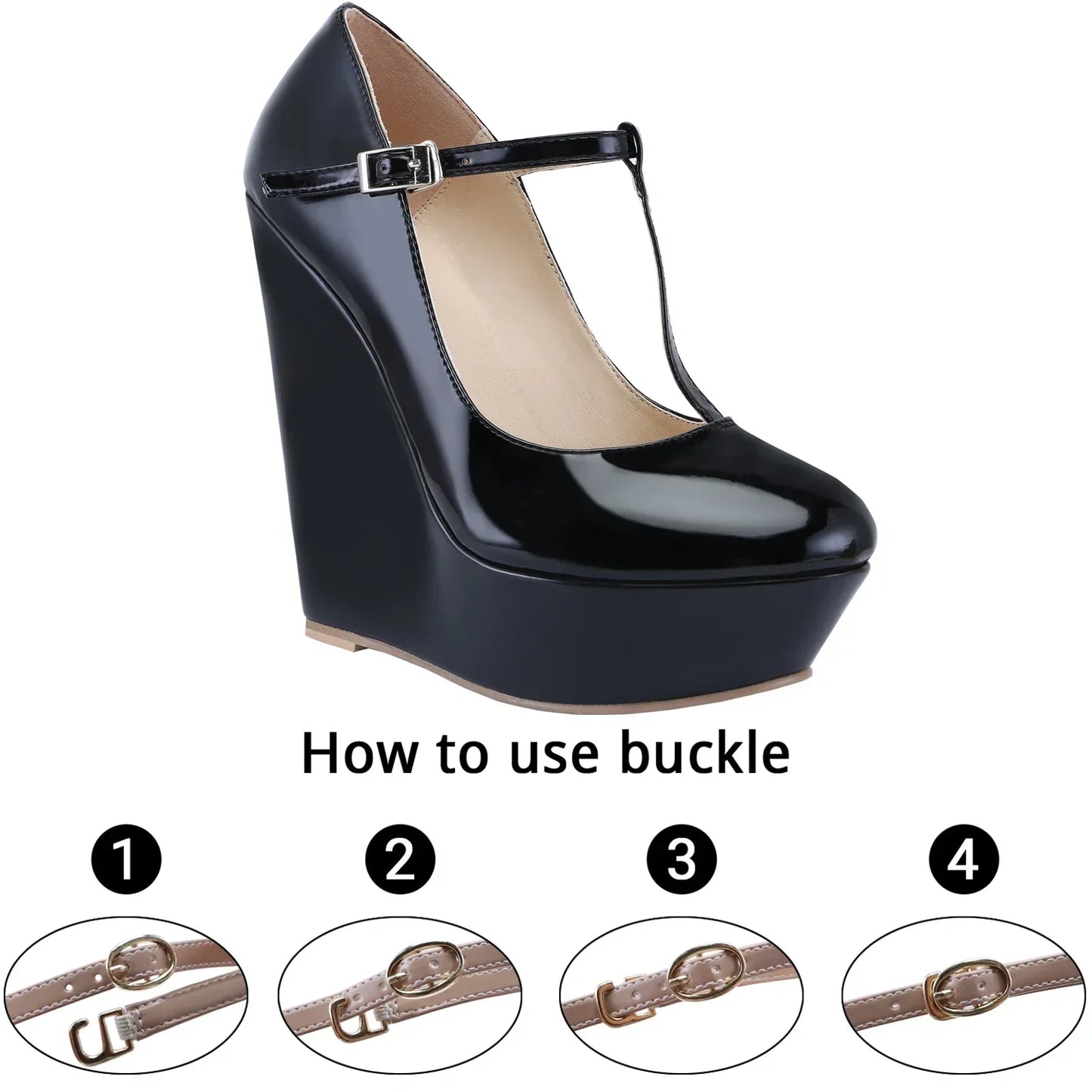 Women Pumps 2026 New Autumn Winter 14cm Round Toes Platform Wedge High Heels T-Strap Gladiator Ladies Dress Party Wedding Shoes