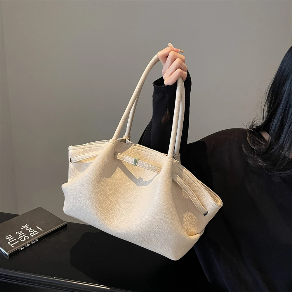 2026 New Lychee Pattern Underarm Shoulder Bags For Women Soft PU Leather Large Capacity Mini Tote Bag Luxury Designer Handbags
