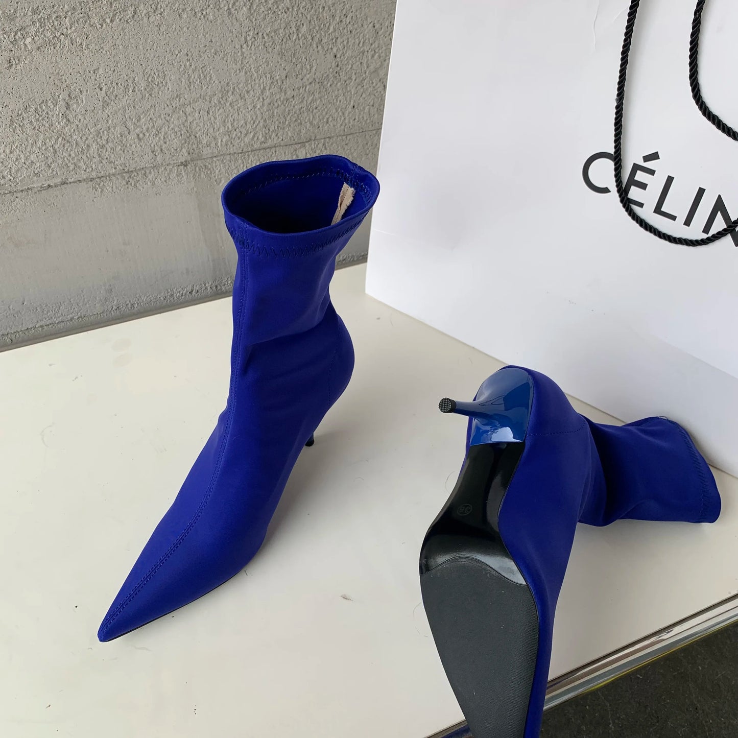 2026 New Spring Autumn Stretch Fabric Women Ankle Boots Sexy Pointed Toe High Heels Fashion Female Socks Pumps Shoes