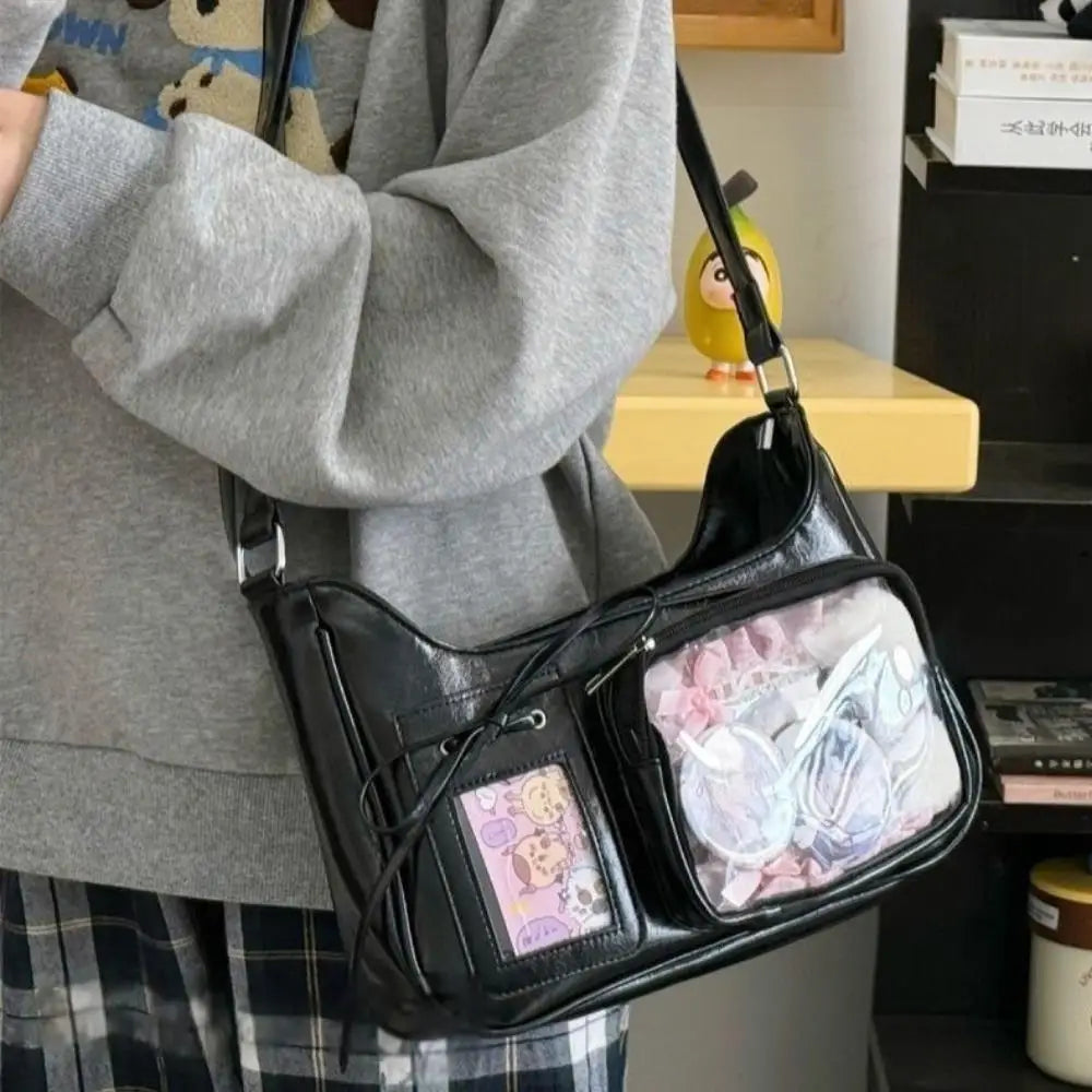 HOT Womens Transparent Ita Bags Girl Transparent Messenger Bag Women's Designer Handbags Ladys DIY Badge Tote Bag Lolita Handbag