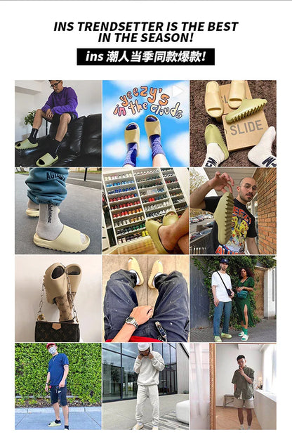 MENG PAI Thick Soled Eva Fashion Slides Soft Summer Slippers Comfortable Beach Sandals Casual Home Shoes For Men And Women