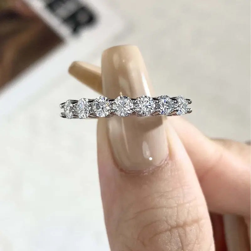 DWJ 0.7ct Real Moissanite Diamond Ring 925 Sterling Silver Engagement Daily Wear Rings for Women High Quality Fine Jewelry
