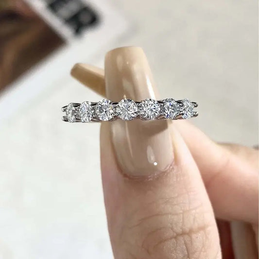 DWJ 0.7ct Real Moissanite Diamond Ring 925 Sterling Silver Engagement Daily Wear Rings for Women High Quality Fine Jewelry