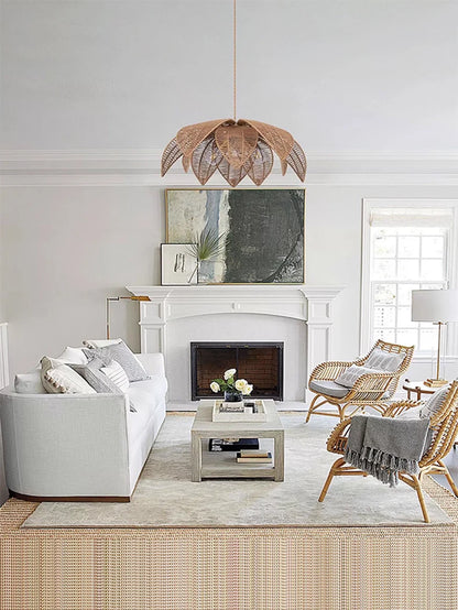Nordic American Retro Rattan Chandelier Home Decor Living Dining Room Pendant Lights Bedroom B&B Restaurant Hanging Lamp Fixture