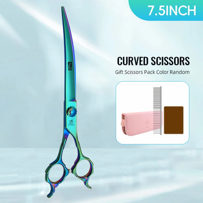 Fenice JP440C 7/7.5 Inch Professional Pet Dogs Grooming Scissors Kits Straight Curved Thinnier Chunker Shears Set For Dogs