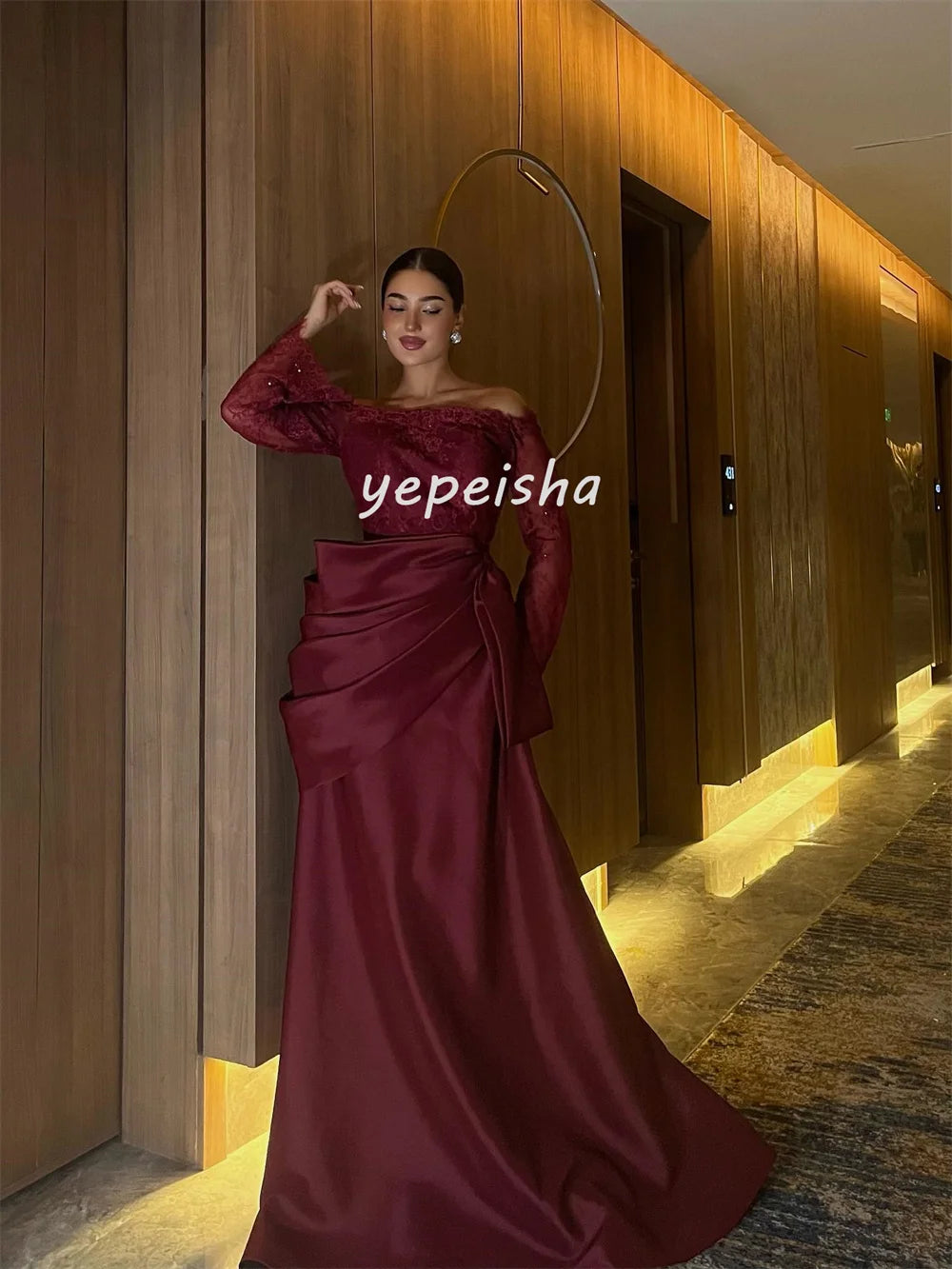 Customized Sexy Exquisite Draped Lace Bow A-line Off-the-shoulder Long Dresses Bespoke Occasion Dresses Sizes Available Fashion