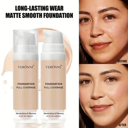 3-Piece Beginner Face Makeup Kit-Matte Waterproof Foundation,Hydrating Primer,Oil-Control Loose Powder,Full Coverage Concealer
