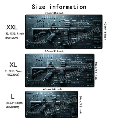 Gun-Themed Mouse Pad Large Size Rubber Base Anti-slip PC Desk Accessories Mousepad for Offices and Gamer Keyboard Mats Decor Mat