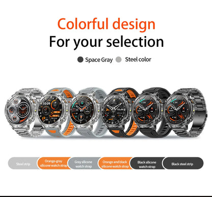 Brand+1400mAh Big Battery Smartwatch Men 1.7" AMOLED 200-Day Standby Swim Diving Waterproof GPS Military Tactical SOS 100 Sports