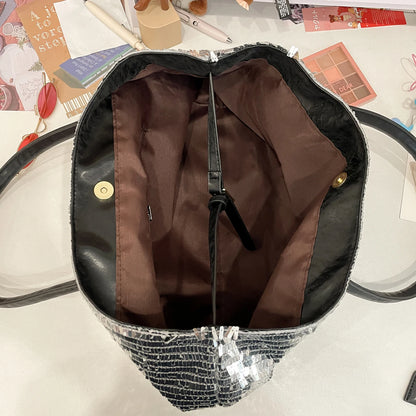 LEFTSIDE Sequins Shoulder Bags for Women 2025 Designer New Trendy Fashion Evening Party Bling Square Bag Handbags and Purses