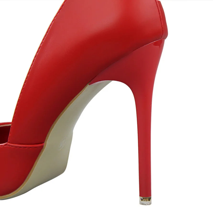 Summer Women 10.5cm High Heels Leather Pumps Female Escarpins Elegant Sweet Yellow Pink Stiletto Lady Wedding Heels Hollow Shoes
