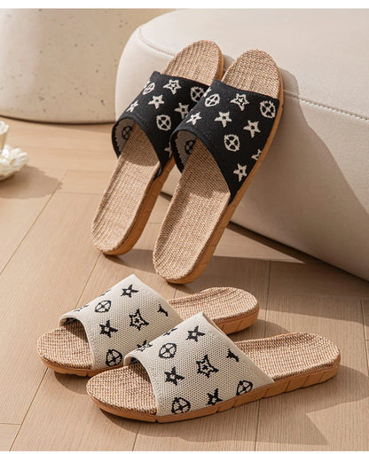 Hemp Women's Slippers Home Spring Summer Luxury Designer Woman Shoes Flats Indoor Elegant Slides Fashion Soft Sole Lightweight