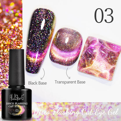 AWStorG 7.5ml Light Color Cat Eye Gel Nail Polish Pink Semi Permanent Glitter Magnetic Gel Soak Off UV LED Varnish Nail Art